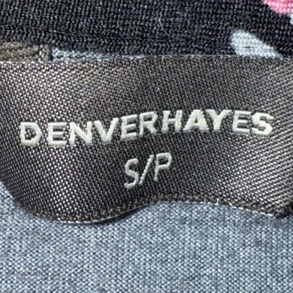 Denver Hayes black button down shirt pink flowers, ruching along button … - Picture 9 of 10